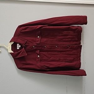 EUC Denim & Co Burgundy Corduroy Jacket XS Oversized.